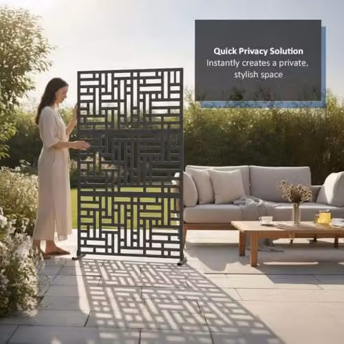 Nicoman Metal Outdoor Privacy Screen in Anthracite Grey, W/H: 90 x 180 cm – 5