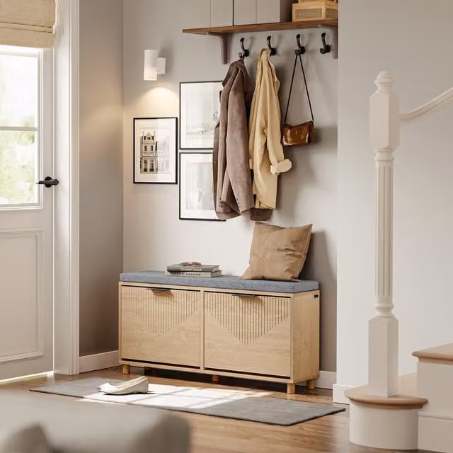 SoBuy Modern Geometric Shoe Rack for Hallways in Grey, Black and Brown