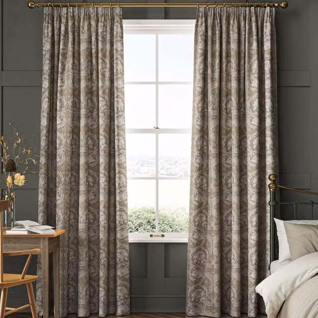 William Morris At Home African Marigold Made to Measure Blackout Floral Cotton Curtain in Limestone