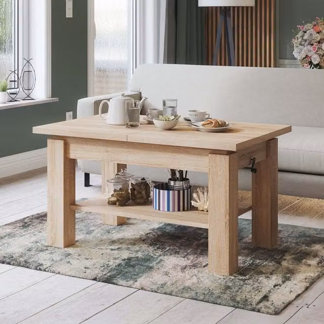 Heze Furniture Astoria 2 in 1 Extending Coffee Dining Table in Sonoma Oak, W: 110 cm, Extendable to 150 cm