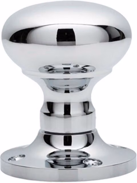 Loops Mushroom Mortice Door Knob Unsprung Pair, 52mm Diameter, Polished Chrome