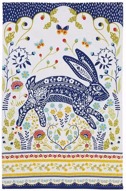 Ulster Weavers Woodland Hare Blue 100% Cotton Graphic Print Tea Towel