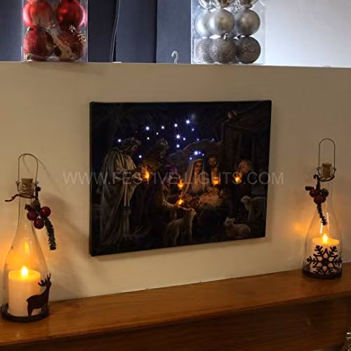 Premier Decorations Nativity Scene Multicolour Christmas Canvas Wall Picture W: 40 cm, H: 30 cm, D: 30 cm – 3