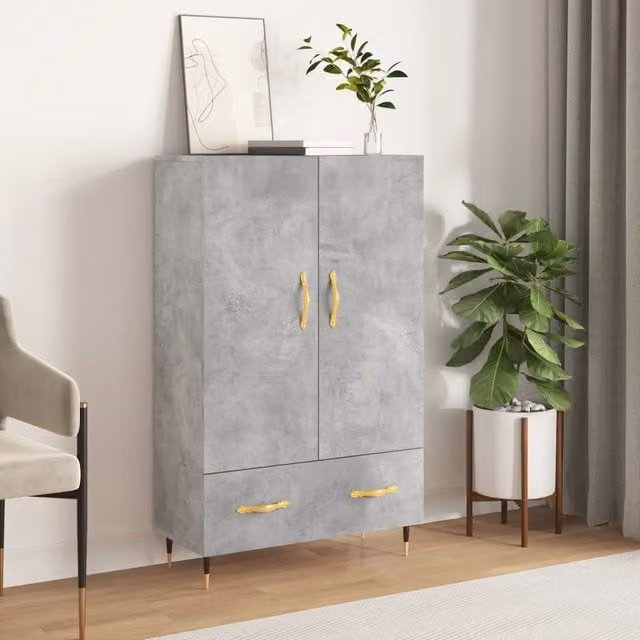 Berkfield Home Modern Highboard in Concrete Grey, W/D/H: 69.5 x 31 x 115 cm