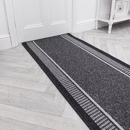 runrug Promenade Loop Pile Hallway Runner Rug in Grey, W/D/H: 80 x 390 x 0.5 cm – 1