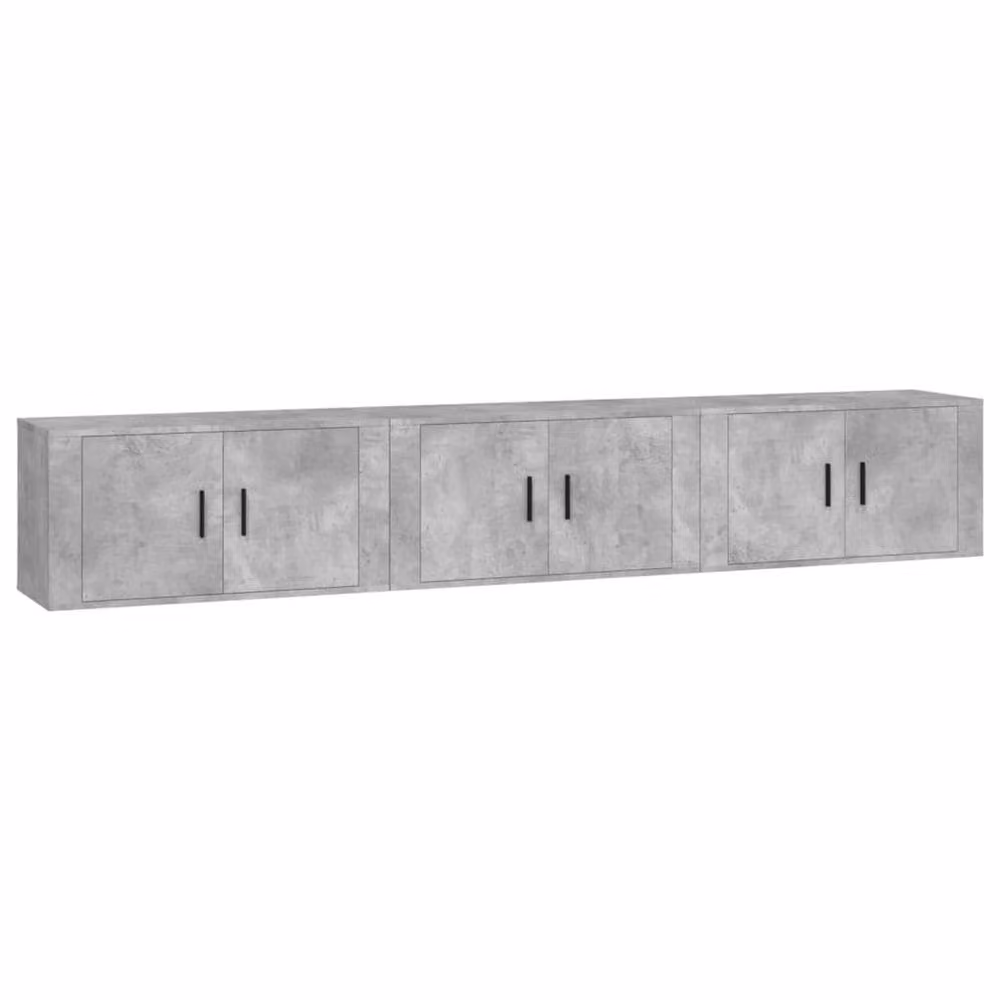 Berkfield Home Classic Wall-mounted TV Cabinets, 3 Piece Set, Concrete Grey, W/D/H: 80 x 34.5 x 40 cm – 3