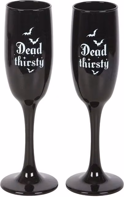 Something Different Dead Thirsty Black Champagne Flutes, Pack of 2, 300ml – 1