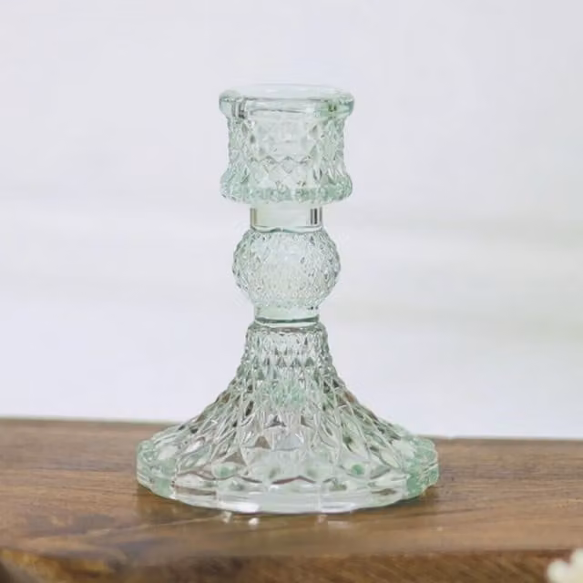 Marco Paul Paisley Green Transparent Glass Taper Candle Holder