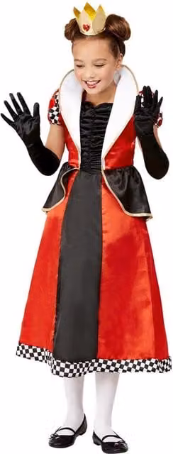 Smiffys Girls Queen Of Hearts Costume Set in Red, Black and White for Ages 7-9 Years