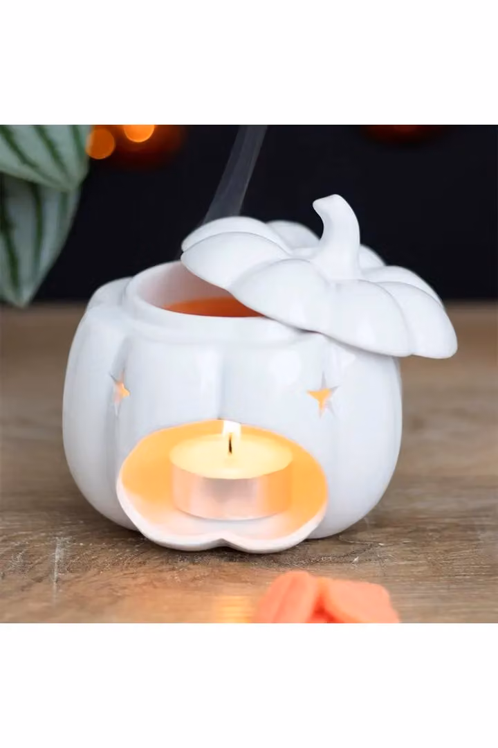 KDMD White Ceramic Pumpkin Oil Burner for Tealights – 2