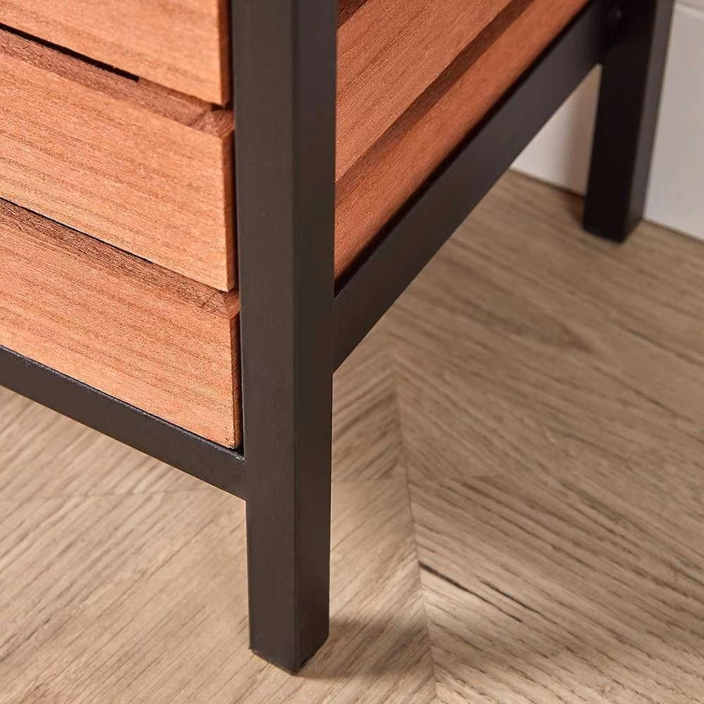 FORGEVIO 6 Drawer Tall Chest Solid Wood Bedroom and Home Office Storage Organiser in Brown and Black – 2
