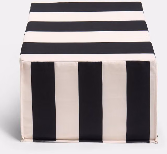OHS Square Garden Footstool in Black and White Stripe Print