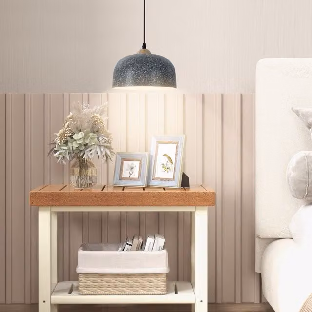 Costway Grey Modern Dome Pendant Light with Adjustable Hanging Cable and E27 Base
