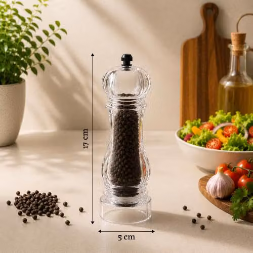 Premier Housewares Small Acrylic Salt and Pepper Mill Set in Transparent and Green