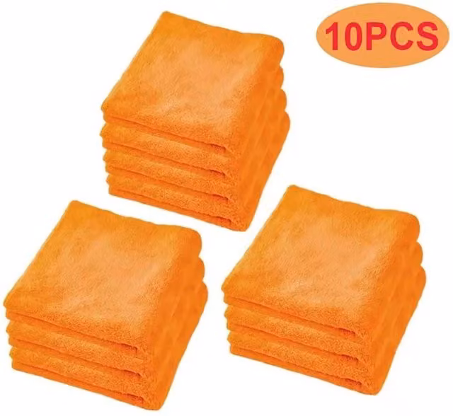 Nordara 10-Piece Orange Microfibre Buffing Cloths, 40 x 40 cm