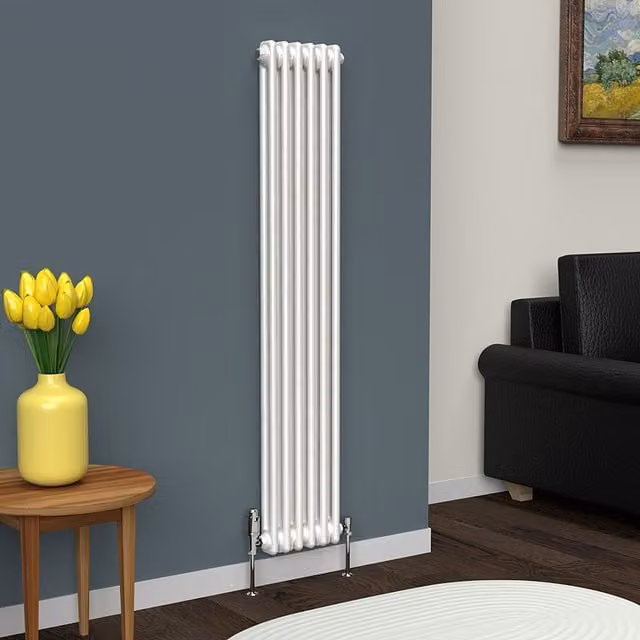 Lux Heat White Vertical 2 Column Steel Radiator, H 150 cm x W 29 cm