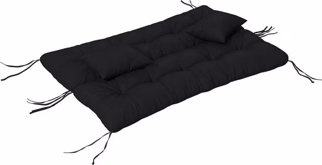 Outsunny Black Outdoor Cushion Set with 1 Seat Cushion, 1 Back Cushion and 2 Pillows with Ties