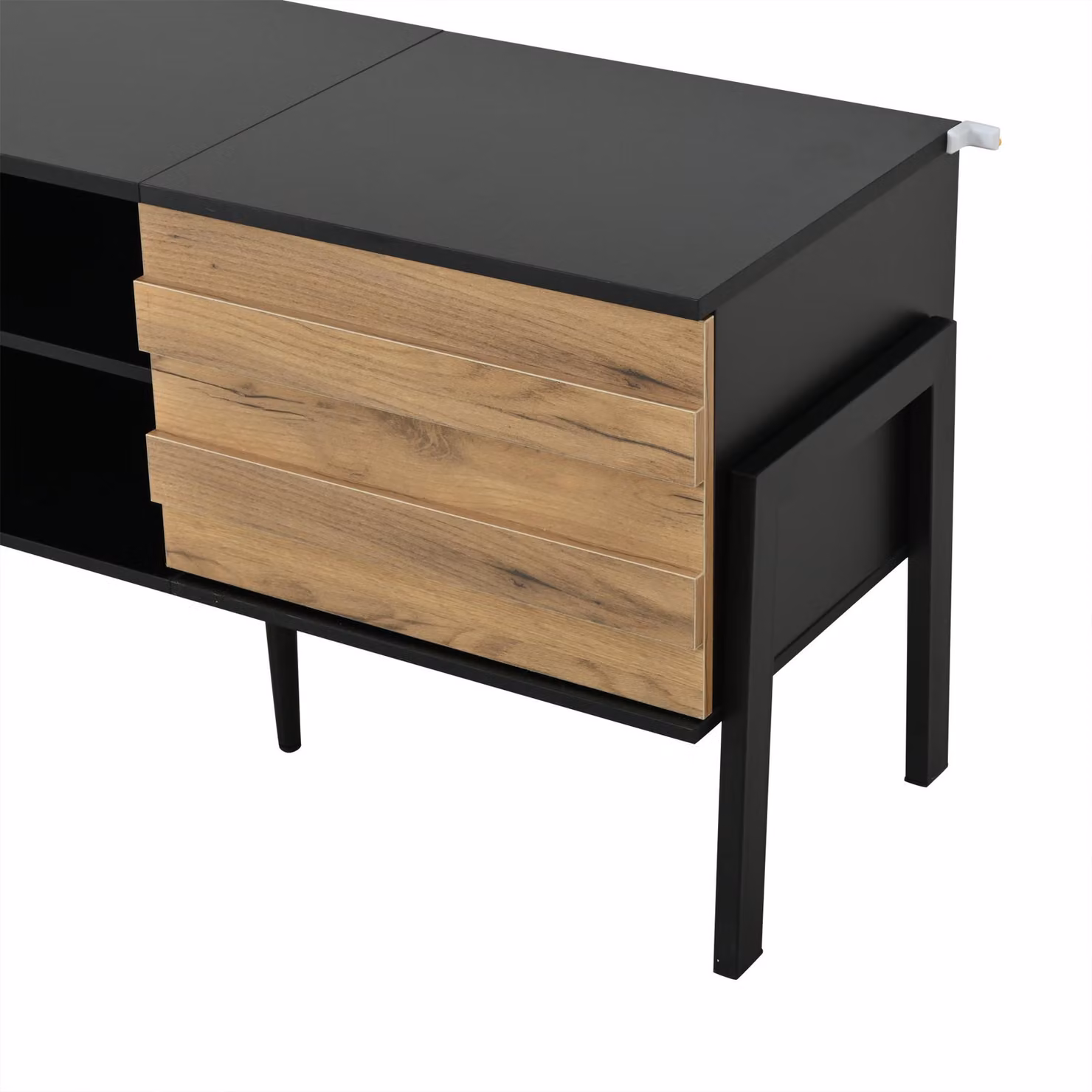 Aosom UK Low-Profile Scandinavian Style TV Cabinet in Natural with Soft-Close Hinges and Adjustable Shelves, W: 39.5 cm, D: 175 cm, H: 53 cm – 7