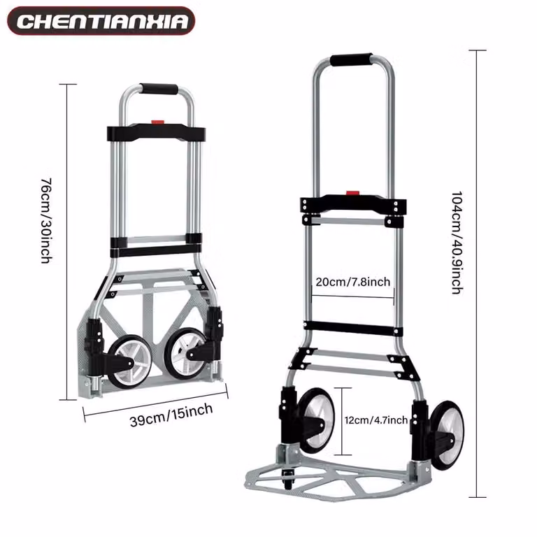 VOGREX Heavy Duty Folding Aluminium Hand Truck Trolley, 100kg Capacity, Silver and Multicolour