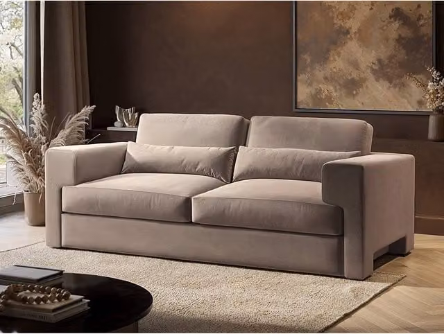 SolaceCo Rose 3 Seater Sofa in Beige Velvet