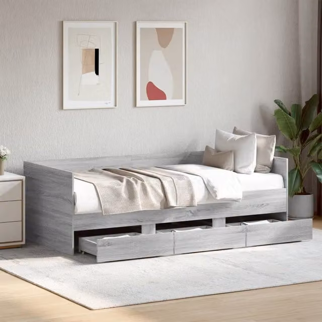 Berkfield Home Grey Sonoma Daybed with Drawers, W/D/H: 90 x 190 cm – 1