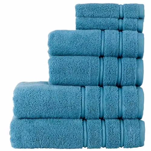 Christy Antalya 6 Piece Luxury Turkish Cotton Towel Set in Petrol Blue, 600GSM – 1