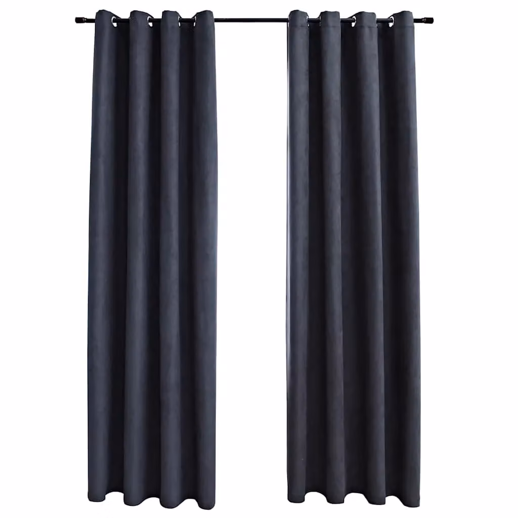Berkfield Home Blackout Curtains with Eyelets, 2 Pack, Anthracite, W: 140 cm, H: 245 cm – 2