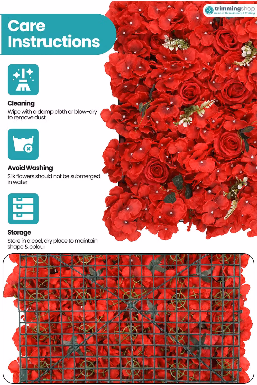 Neel Blue Red Artificial Rose Flower Wall Panel Decorative Wedding Photography Backdrop – 2