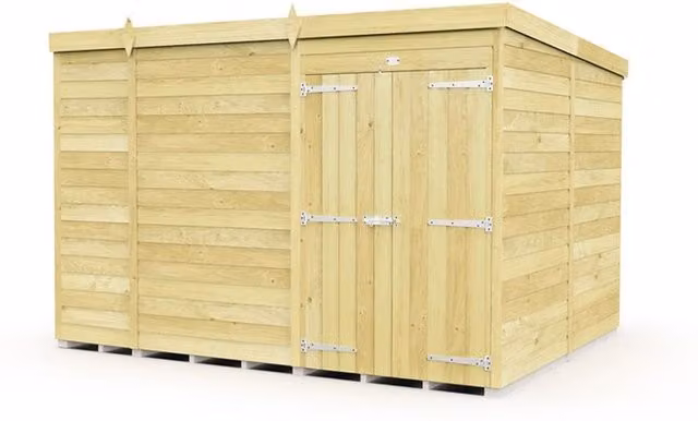 Buttercup Farm Brown Pent Shed with Double Doors and No Window, L302 x W231 x H201 cm