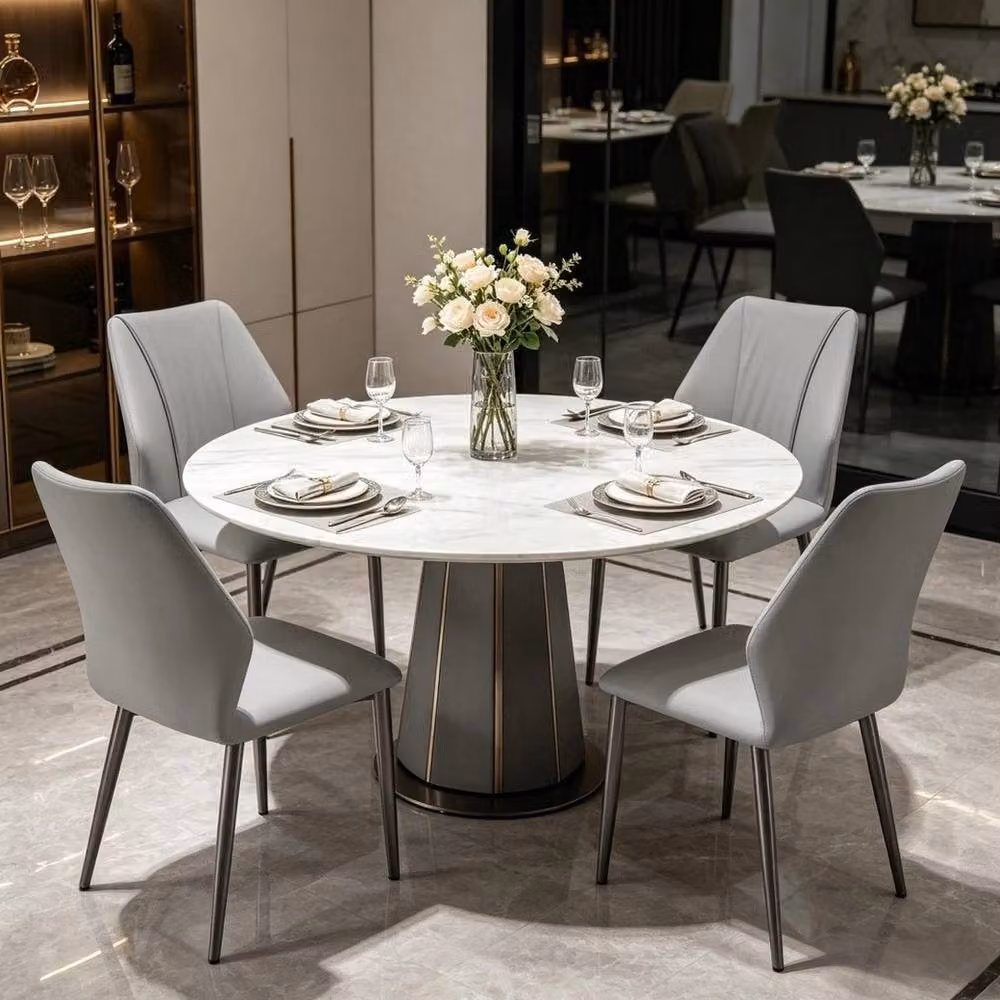 NESTLUNE Set of 2 Dark Grey Luxury Kitchen Accent Side Chairs in Synthetic Leather – 2