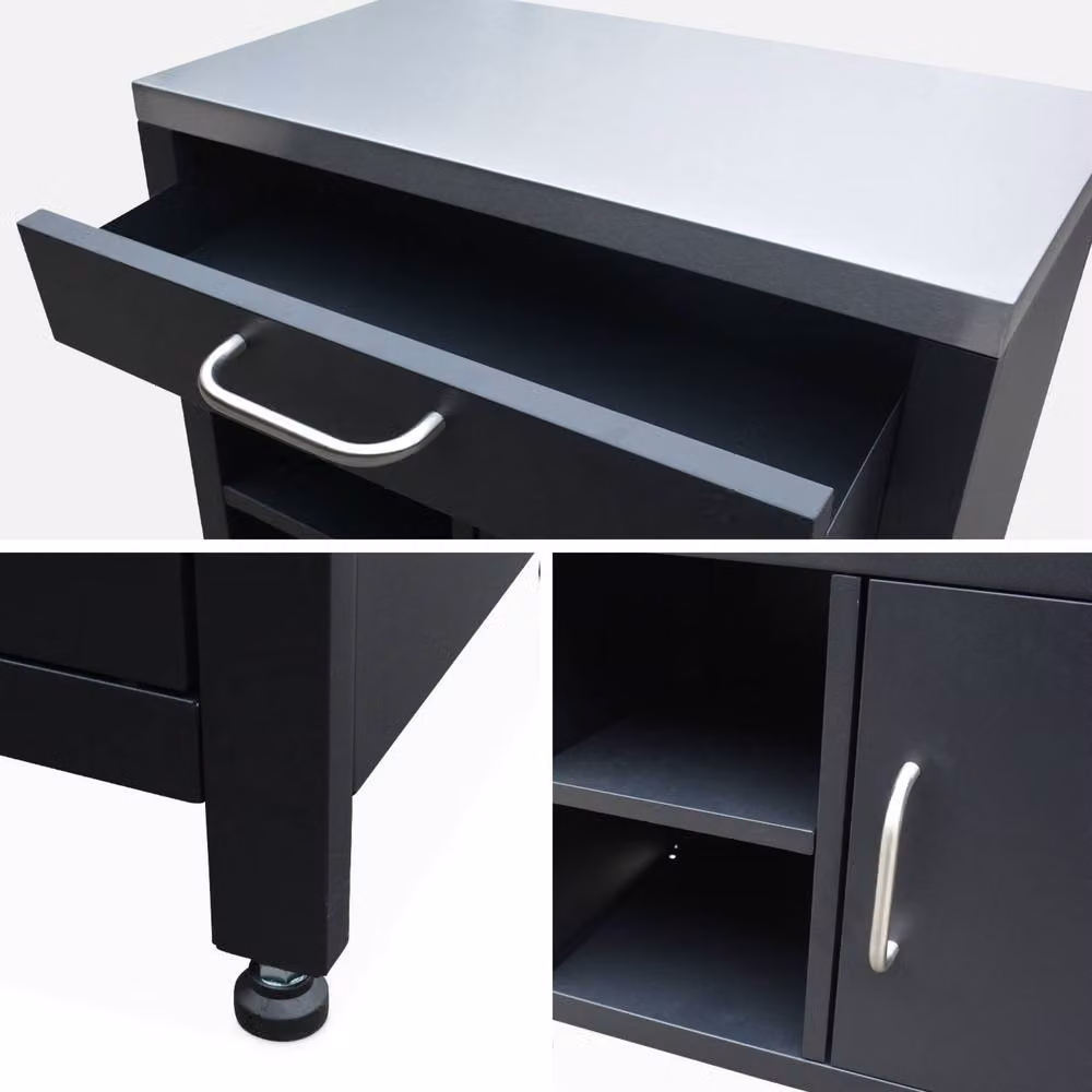 Sweekeet Stainless Steel Outdoor Kitchen Storage Module in Black with 1 Drawer and 1 Door, W/D/H: 80.0 x 52.5 x 87.0 cm – 3