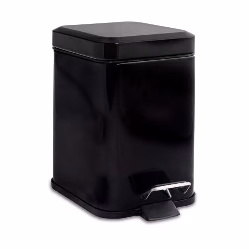 Harbour Housewares 3L Square Stainless Steel Pedal Bin with Removable Inner Bucket in Black – 1