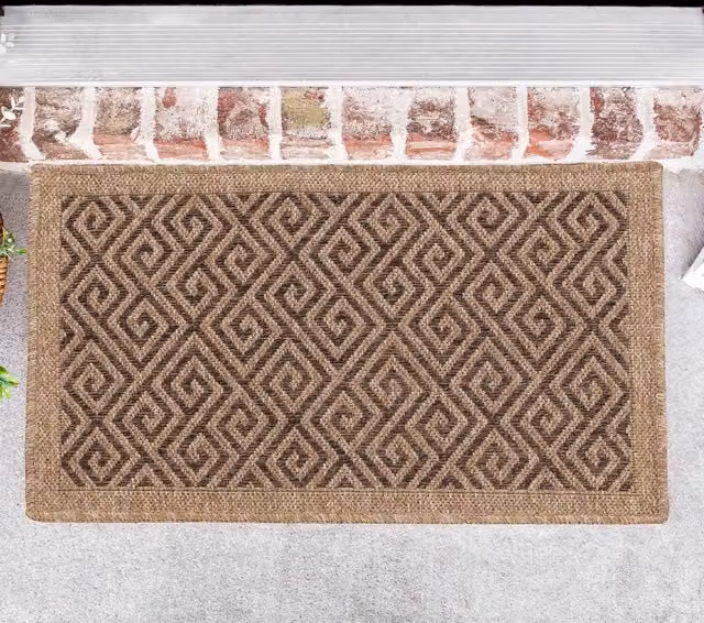 Desire Rugs Modern Geometric Jute Machine Woven Indoor-Outdoor Rug, Brown, W: 50 cm, D: 80 cm