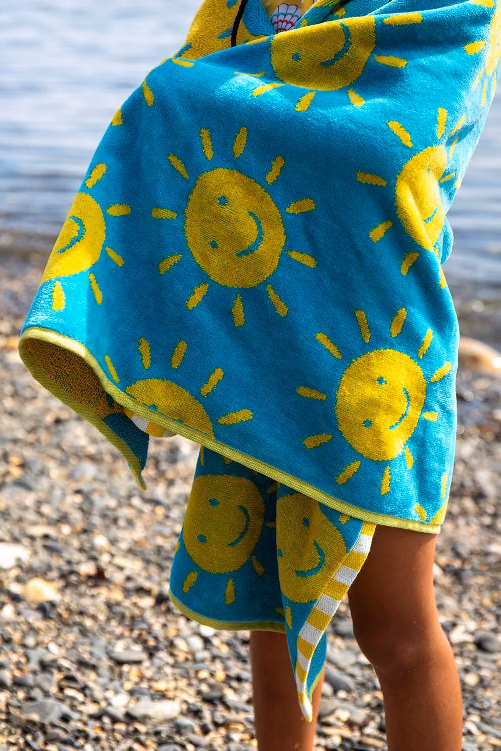 Frugi Lagoon Blue Fluffy Cotton Terry Graphic Towel – 3