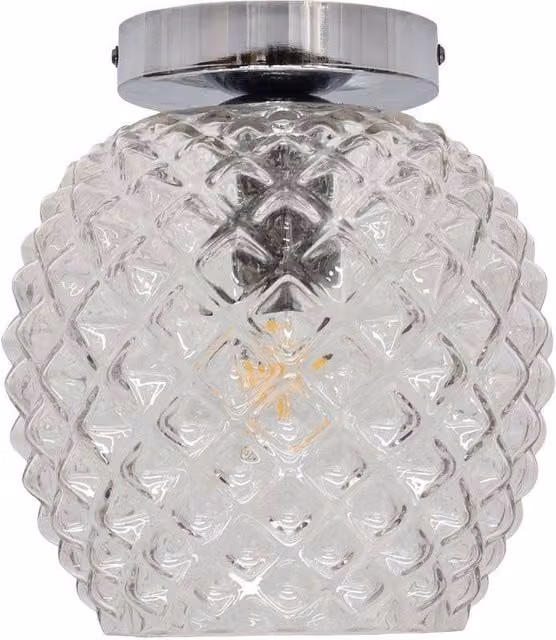 First Choice Lighting Baine Round Chrome Ceiling Light Fitting with Transparent Glass Shade