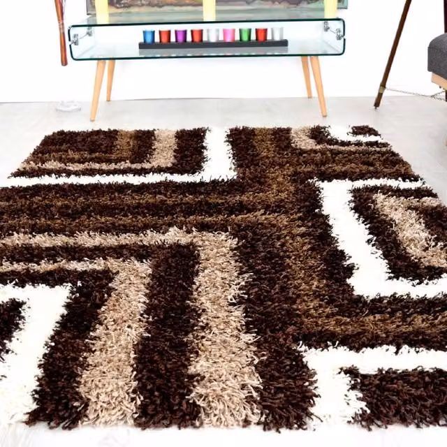 Bravich LTD Thick Shaggy Tides Rug in Brown, W: 200 cm, D: 290 cm