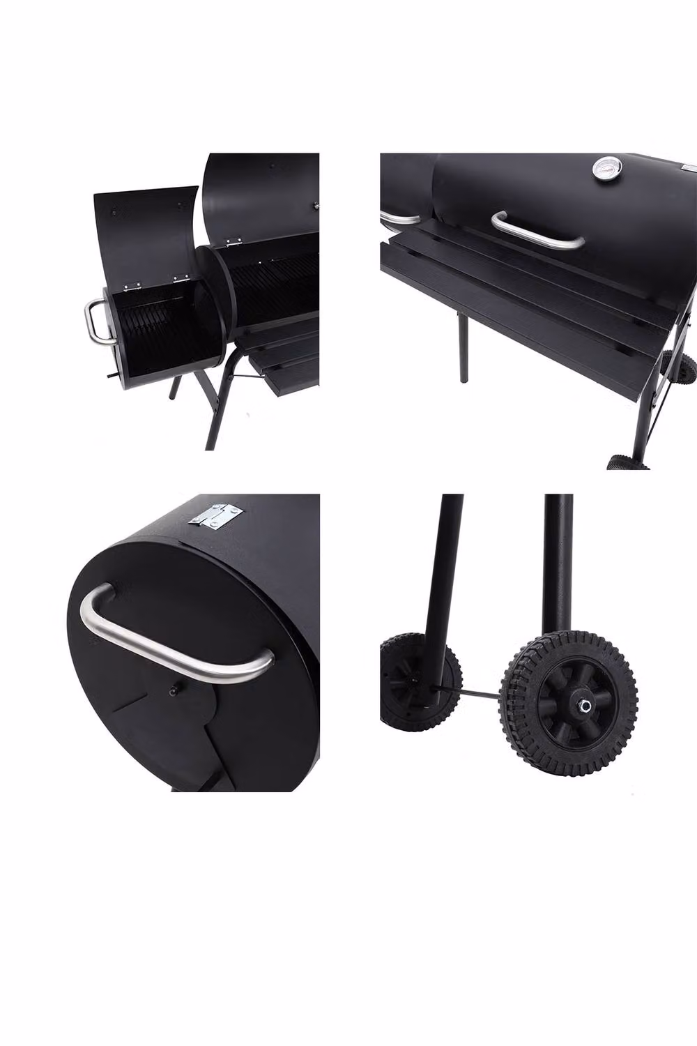 ExtraStar Black Charcoal BBQ Grill with Wheels and Stainless Steel Cart – 4