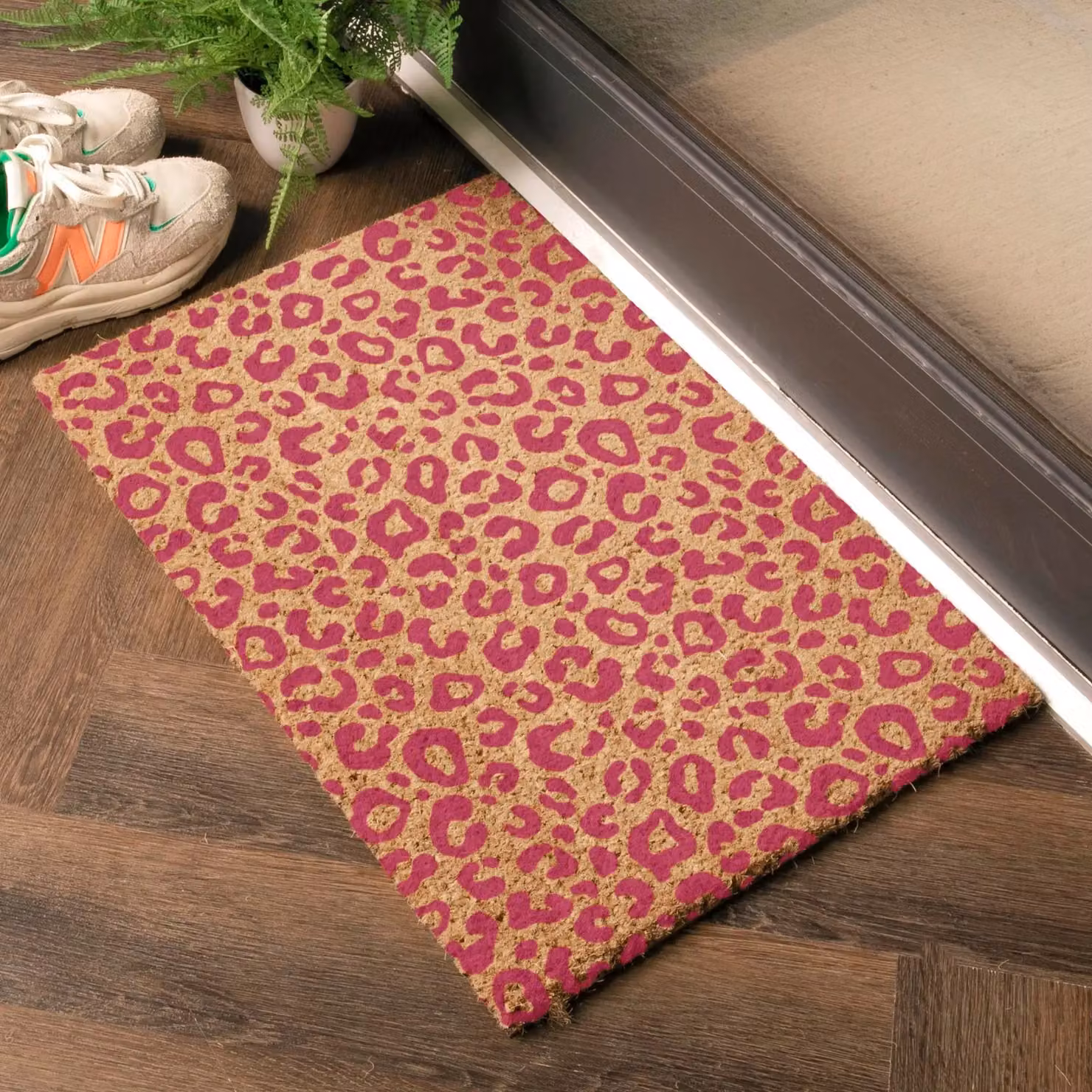 Artsy Mats Pink Leopard Print Doormat in Pink and Brown, W/D: 60 x 40 cm – 2