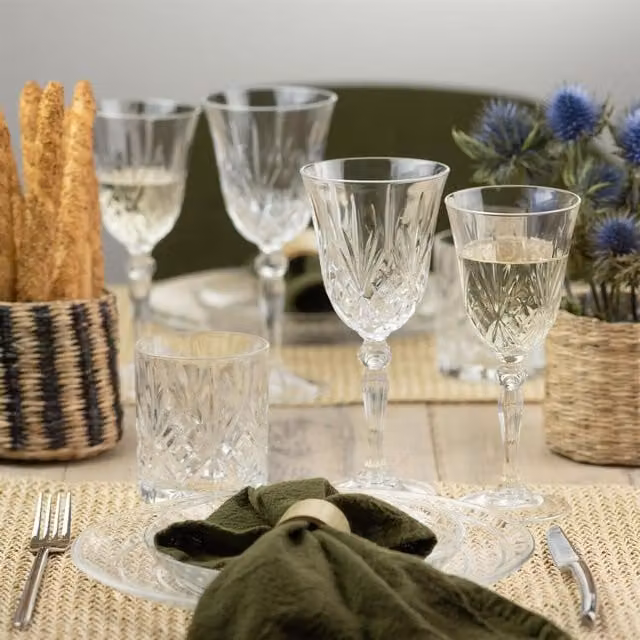 RCR Melodia Set of 12 Transparent Champagne Flutes and Wine Glasses