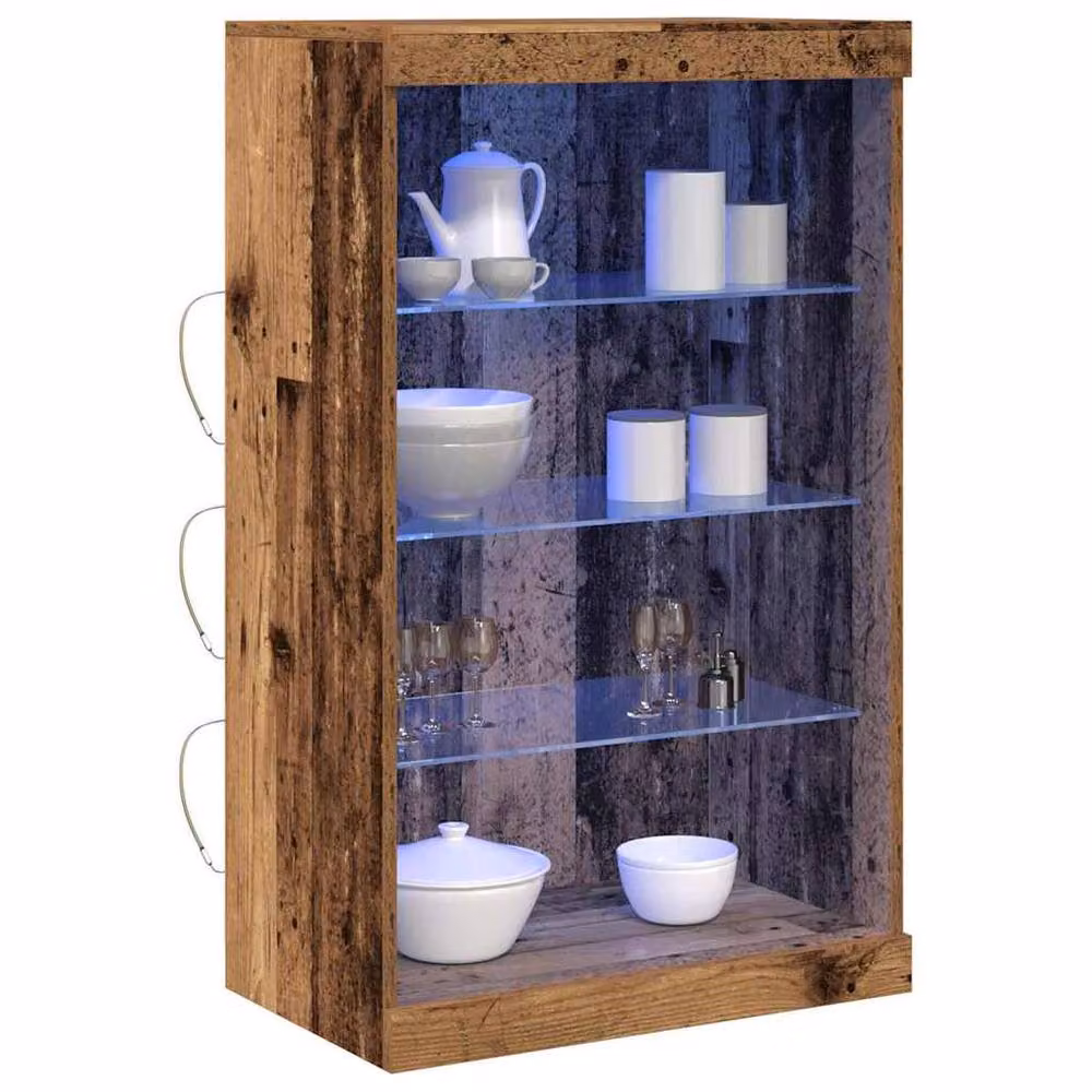 Berkfield Home Rustic Wood Sideboard with Integrated LED Lights and Glass, Brown, W/D/H: 60.5 x 37 x 100 cm – 3