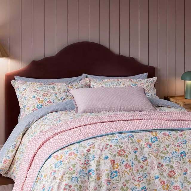 Land & Shore Barrow Stripe Double Cotton Percale Duvet Cover Set, Multicolour, W: 200 cm, H: 140 cm