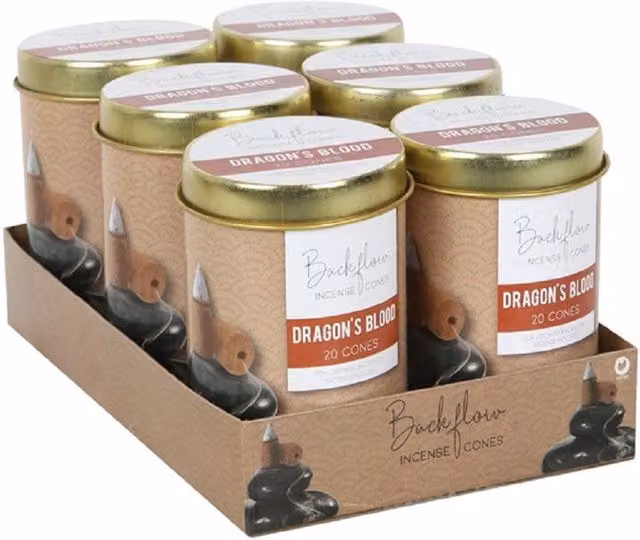 Elements Home Fragrance Dragon's Blood Jumbo Backflow Cones, 6 Tins, Brown