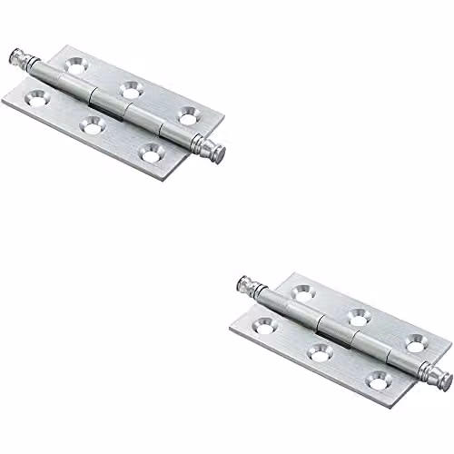 Loops Satin Chrome Decorative Finial Cabinet Hinges, 2 Pairs, W: 64 mm, H: 35 mm, D: 2 mm