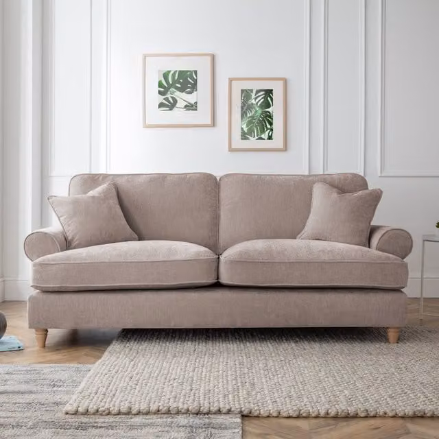 The Great Sofa Company Ezra 3 Seater Textured Velvet Sofa in Taupe