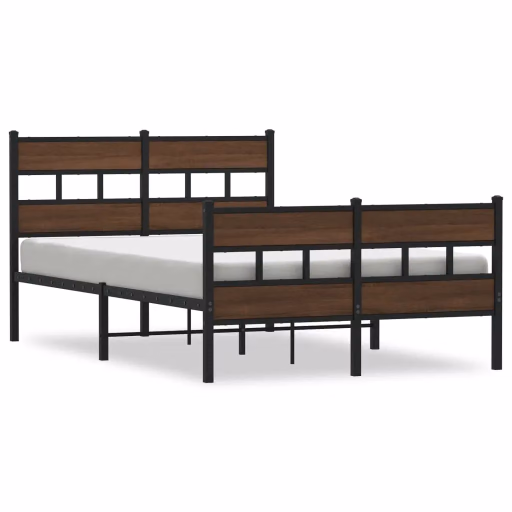 Berkfield Home Small Double Metal Bed Frame with Headboard and Footboard in Brown, W/D/H: 120 x 200 cm – 2