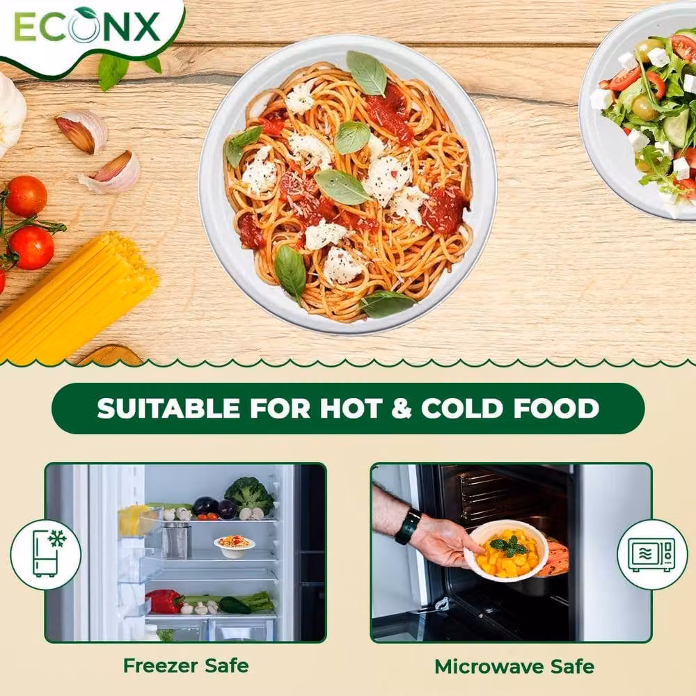 ECONX 300 Pack Biodegradable Bagasse Bowls, 180ml, White – 3