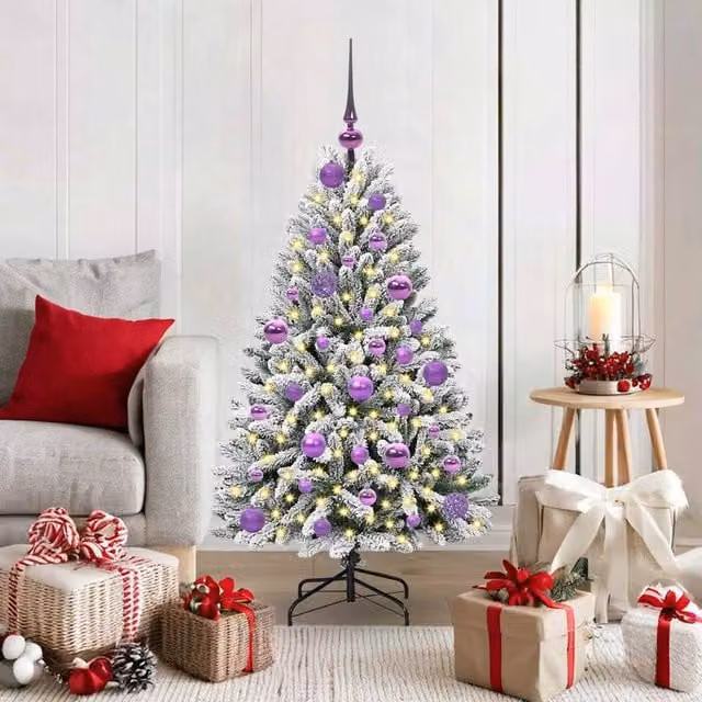 Berkfield Home Artificial Christmas Tree in Green and White, Height: 120 cm