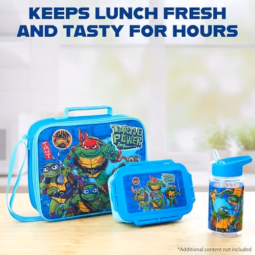 Get Trend Teenage Mutant Ninja Turtles 3 Piece Lunch Set with Water Bottle and Bento Box in Blue, BPA Free and Leakproof – 5