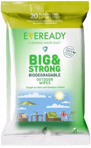 Eveready Antibacterial Outdoor Furniture Cleaning Wipes, Green, 3 x 20 Large Wipes