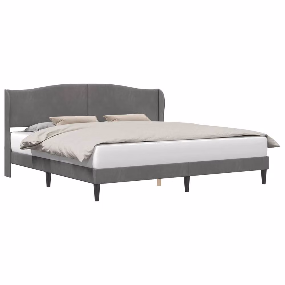 Berkfield Home Velvet Bed Frame with Headboard and Lift Up Base, Grey, 180 x 200 cm – 2